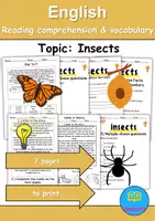Vorschau - Mal- und Bastelvorlagen - Insects: Reading comprehension & vocabulary - Englisch - Deckblatt
