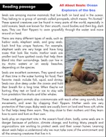 Vorschau - Arbeitsblätter - All About Seals: Reading Comprehension and Word search with Answers.. 3rd, 4th, 5th grade. - Seite 1
