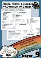 Vorschau - Poster - KREISE, PRISMEN & ZYLINDER - Advanced Organizer & Merkplakat (Klasse 9) - Deckblatt