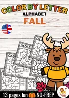 Aperçu - Feuilles d'exercices - Color by letter code - Alphabet (Fall) | Seasons Letter Recognition Automne Anglais - Page de couverture