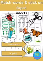 Vorschau - Arbeitsblätter - Stick pictures in the Stick pictures in the right place: Insects - Englisch (Schneiden und Kleben) - Deckblatt