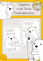 Vorschau - Mal- und Bastelvorlagen - Fensterdeko Einschulung Capybara Schulanfang Fensterbilder Kunst Öltrick - Deckblatt