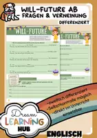 Vorschau - Arbeitsblätter - WILL-FUTURE - Fragen & Verneinung - AB (2-fach differenziert) - Deckblatt
