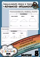Vorschau - Poster - PARALLELOGRAMM, DREIECK & TRAPEZ - Advanced Organizer & Merkplakat (Klasse 8) - Deckblatt