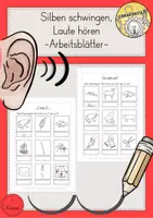 Vorschau - Arbeitsblätter - Phonologische Bewusstheit Silben schwingen, Laute hören Lautdifferenzierung Silbensegmentierung - Deckblatt