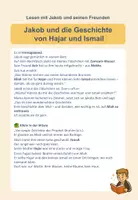 Vorschau - Mal- und Bastelvorlagen - Jakob und die Geschichte von Hajar und Ismail - Lesegeschichte mit Fragen und Ausmalbild - Deckblatt