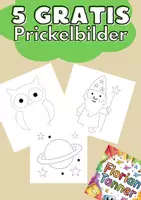 Vorschau - Mal- und Bastelvorlagen - 5 GRATIS Prickelbilder für Kinder - Deckblatt