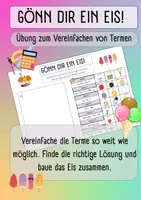 Vorschau - Arbeitsblätter - Terme vereinfachen - Übungsblatt / Back to School / Sommer - Deckblatt