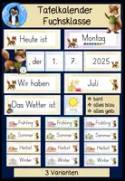 Vorschau - Präsentationen/Tafelbilder - Tafelkalender Fuchsklasse – Wetter, Datum & Jahreszeiten mit dem Klassentier Fuchs 🦊 - Deckblatt