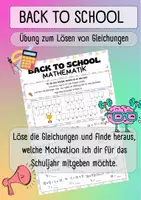 Vorschau - Arbeitsblätter - Back-to-School - Gleichungen lösen - Arbeitsblatt mit Motivation - Deckblatt