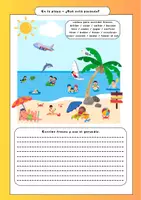 Vista previa - Hojas de trabajo - Ejercicio - En la playa - 4 hojas de trabajo - página 2