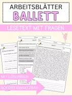 Vorschau - Arbeitsblätter - Ballett Arbeitsblätter mit Fragen + Lösungen Sport Lesetext - Deckblatt