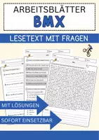 Vorschau - Arbeitsblätter - BMX Arbeitsblätter mit Fragen + Lösungen Sport Lesetext - Deckblatt