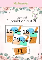 Vorschau - Stationenlernen - Legespiel Subtraktion mit Zehnerunterschreitung / Zehnerübergang - Deckblatt