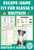 Vorschau - Arbeitsblätter - Escape Game Fit für Klasse 5 Deutsch Schulhund Hundeklasse - Deckblatt