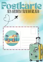 Vorschau - Mal- und Bastelvorlagen - Postkarte aus meinem Traumurlaub - Deckblatt