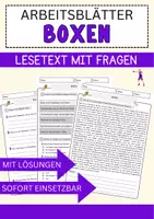 Vorschau - Arbeitsblätter - Boxen Arbeitsblätter mit Fragen + Lösungen Sport Lesetext - Deckblatt