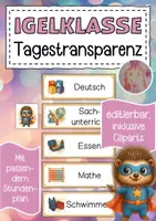 Vorschau - Bildkarten - Igelklasse Tagestransparenz und Stundenplan - Deckblatt