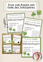 Vorschau - Mal- und Bastelvorlagen - Sommergruß Schuljahresende | Grußkärtchen zum Schulstart - Deckblatt