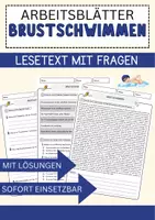Vorschau - Arbeitsblätter - Brustschwimmen Arbeitsblätter mit Fragen + Lösungen Sport Lesetext - Deckblatt