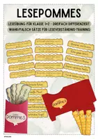 Vorschau - Spiele - Leseübung Lesepommes für Klasse 1+2 dreifach differenziert - Deckblatt