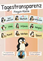 Vorschau - Mal- und Bastelvorlagen - Watschel-Wegweiser - Unser Tagesablauf in der Pinguin Klasse (Tagestransparenz) - Deckblatt