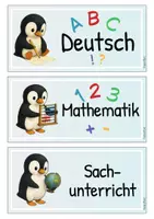 Vorschau - Mal- und Bastelvorlagen - Watschel-Wegweiser - Unser Tagesablauf in der Pinguin Klasse (Tagestransparenz) - Seite 1
