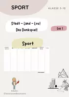 Vorschau - Arbeitsblätter - Spiel: Stadt-Land-Los Sport Sek 1 - Deckblatt