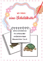 Vorschau - Arbeitsblätter - Malvorlage „Schildkröte“ – Kreatives Tier-Kunstprojekt für Klasse 1–4 - Deckblatt
