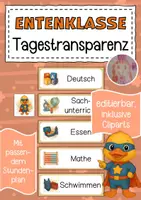 Vorschau - Bildkarten - Entenklasse Tagestransparenz und Stundenplan - Deckblatt