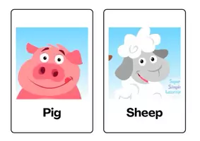 Voorbeeld - Engelse flashcard over boederijdieren - Pagina 1