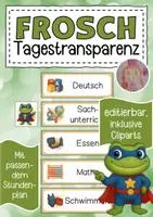 Vorschau - Bildkarten - Froschklasse Tagestransparenz und Stundenplan - Deckblatt