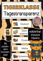 Vorschau - Bildkarten - Tigerklasse Tagestransparenz und Stundenplan - Deckblatt