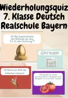 Vorschau - Aufgabenkarten - Wiederholungsquiz 7 Deutsch - Realschule Bayern - Deckblatt