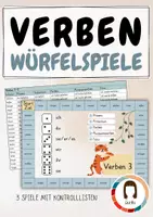 Vorschau - Stationenlernen - Würfelspiele Verben | Konjugieren Zeitformen | Wortarten Lernspiel - Deckblatt