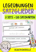 Vorschau - Aufgabenkarten - Satzglieder Legeübung - Deckblatt