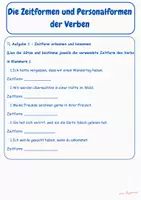 Vorschau - Arbeitsblätter - Zeitformen und Personalformen der Verben – Übungspaket Klasse 4 - Seite 1