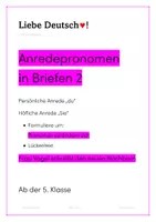 Vorschau - Arbeitsblätter - Anredepronomen 2 Frau Vogel schreibt an die neuen Nachbarn - Deckblatt