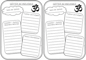 Vorschau - Arbeitsblätter - Götter im Hinduismus - Steckbrief - Arbeitsblatt - Deckblatt