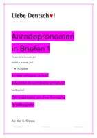 Vorschau - Arbeitsblätter - Anredepronomen in Briefen 1 - Deckblatt