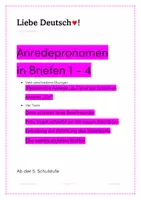 Vorschau - Stundenentwürfe - Anredepronomen: Verschiedene Übungen und 4 Lückentexte - Deckblatt