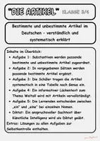 Vorschau - Arbeitsblätter - Die Artikel – Bestimmte & Unbestimmte Artikel sicher beherrschen | Klasse 4 - Deckblatt