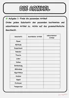 Vorschau - Arbeitsblätter - Die Artikel – Bestimmte & Unbestimmte Artikel sicher beherrschen | Klasse 4 - Seite 1
