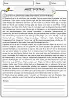 Vorschau - Arbeitsblätter - Arbeitsvertrag Arbeitsblätter mit Fragen + Lösungen Wirtschaft Lesetext - Seite 1
