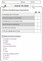 Vorschau - Arbeitsblätter - Haushaltsplanung Arbeitsblätter mit Fragen + Lösungen Wirtschaft Leseverstehen und Wortschatz - Seite 2