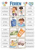 Vista previa - Juegos / Gamificación - Alemán Ferien - Wortschatz: Klammerkarten Deutsch & Deutsch als Zweitsprache - página 3