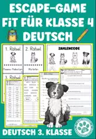 Vorschau - Arbeitsblätter - Escape Game Fit für Klasse 4 Deutsch Hundeklasse - Deckblatt