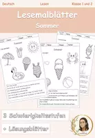 Vorschau - Arbeitsblätter - Lesemalblätter - Sommer - Klasse 1-2 - Deckblatt