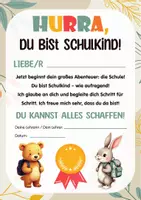 Vorschau - Anderer Materialtyp - Geschenk zum 1. Schultag, Urkunde zur Einschulung – Willkommensgruß zur Einschulung, Schulstart 1. Klasse. - Seite 1