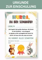 Vorschau - Anderer Materialtyp - Geschenk zum 1. Schultag, Urkunde zur Einschulung – Willkommensgruß zur Einschulung, Schulstart 1. Klasse. - Deckblatt